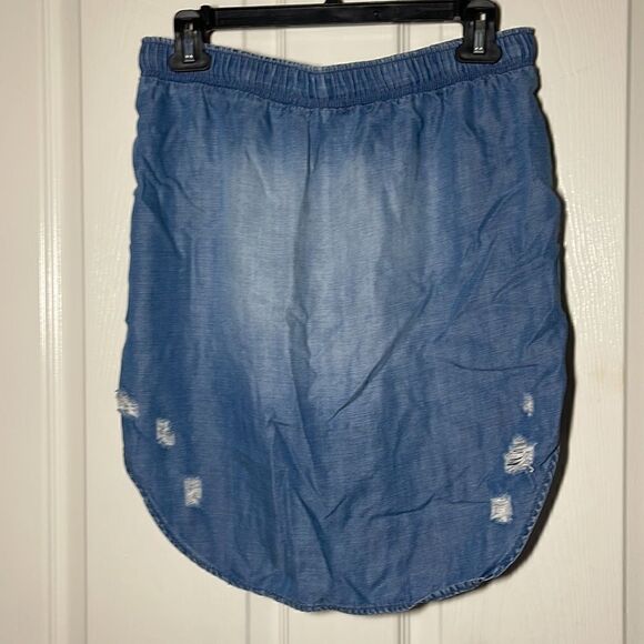 Cloth & Stone 100% tencel lightweight distressed curved bottom skirt size xs - Picture 3 of 5